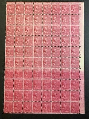 US #806 EFO 2c John Adams Part Sheet of 80. *Printer Smear*. F MNH - Image 1 of 4