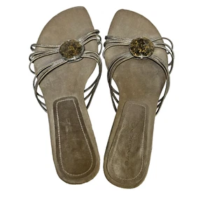 Bandolino Womens Sz 9 1/2 M Bronze Slip-On Sandals Accent 1" Heel Strappy BDRAMI - Picture 1 of 6