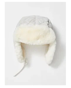 Free People Movement Quilted Silver White Faux Fur Lined Trapper Hat OneSize NWT - Picture 1 of 13