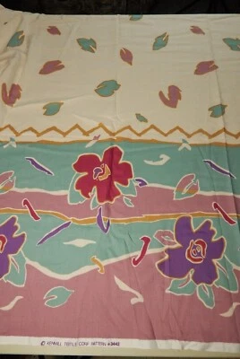 FLORAL BORDER FABRIC,  2 yds x 48" Twill Blend, Vintage Kenmill Textile #3442 - Image 1 of 4