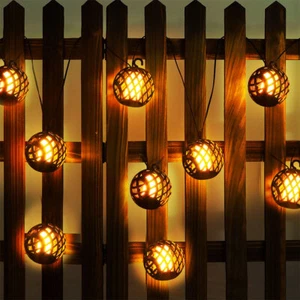 Lichterkette Solarleuchte Außenlampe 8x LED Kugel Balkonleuchte Flammeneffekt - Bild 1 von 12