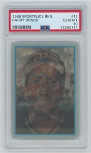 1986 Sportflics Rookies #13 Barry Bonds Rookie RC PSA 10 GEM MINT