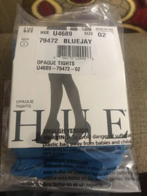 HUE Women's Opaque Sheer to Waist Tight Size 2 Blue Jay  - Image 1 of 4
