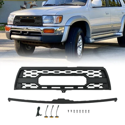 Parrilla de parachoques delantero negra para Toyota 4Runner 1996-2000 con luces LED Foto 1 de 4