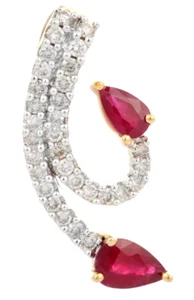 0.77ct Natural round diamond 14K BIS Hallmarked yellow gold ruby wedding Pendant - Picture 1 of 4