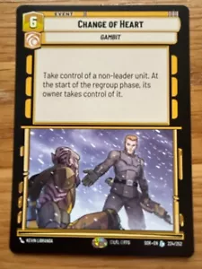 STAR WARS UNLIMITED TCG SPARK OF REBELLION: LEGENDARY CARD: CHANGE OF HEART - Picture 1 of 1