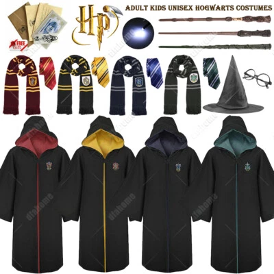 Harry Potter Gryffindor Slytherin Ravenclaw Hufflepuff Costume Robe Cloak Scarf - Image 1 of 4