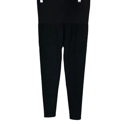 Legging para mujer Breezies de algodón sin costuras negro liso 1X talla grande Foto 1 de 2