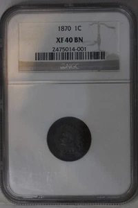 1870 .01 NGC XF40 BN Indian Head Cent, Indian Small Cent - Picture 1 of 2