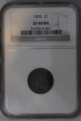 1870 .01  NGC  XF40 BN  Indian Head Cent, Indian Small Cent - Image 1 of 2
