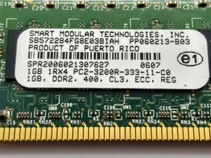 Lot of 2 Smart / HP 345113-051 2GB (2 x 1GB) PC3-3200R 400MHz ECC DDR2 - Picture 1 of 3