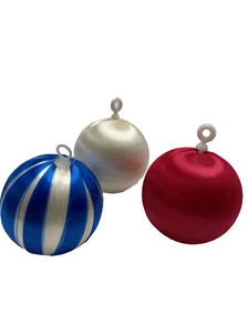 Ornamenti Natalizi Raso Lotto 3 Strisce Rosso Bianco Blu 2,25" Natale Vintage - Foto 1 di 12