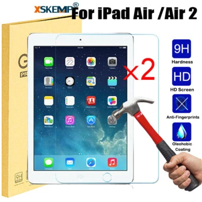 2Pcs For Apple iPad 5 6 & Air 1 2 Pro Premium Tempered Glass Screen Protector - Image 1 of 4