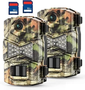 WOSODA Trail Camera Paquete de 2 30MP 1080P HD - Cámara de Juego con Tarjeta SD de 32 GB, Fas - Imagen 1 de 5