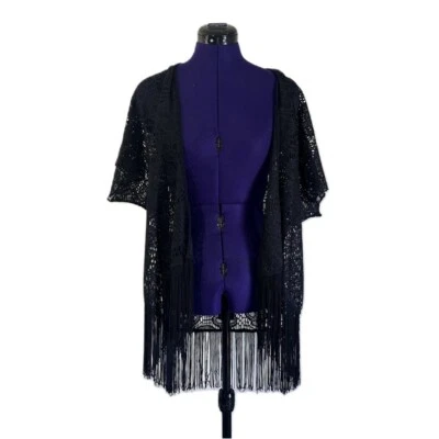 Suéter Hot Topic Para Mujer Negro Encaje Calavera Flecos Talla Mediana  Foto 1 de 4