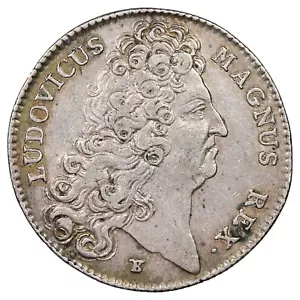 France - LOUIS XIV - jeton 1707 Trésor royal "Fidisse Juvat" - argent - Feu.1982 - Picture 1 of 2