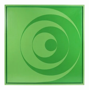 1974 Bergman Abstract Oil Painting Canvas Op Art Mid Century Modern Geometric - Picture 1 of 5