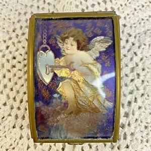 Via Vermont Valentine Amor Schmuck Schatulle Box Messing Spiegel Herz Medaillon Folie  - Bild 1 von 12