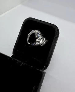Premium Men's 925 Sterling Silver Ring with Black Zircon Gemstone - Picture 1 of 9