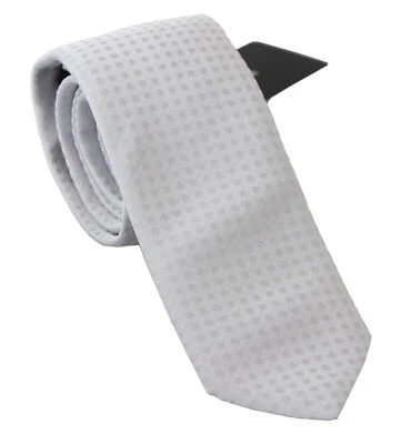 DOLCE & GABBANA Tie White Gray Patterned Classic Slim Necktie Accessory RRP $200 - Image 1 of 4