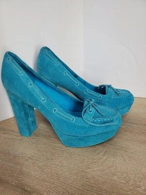 Sperry Top-Sider Jeffrey Womens Suede Heels Turquoise - Size 9M 9784547 Y2K - Image 1 of 4