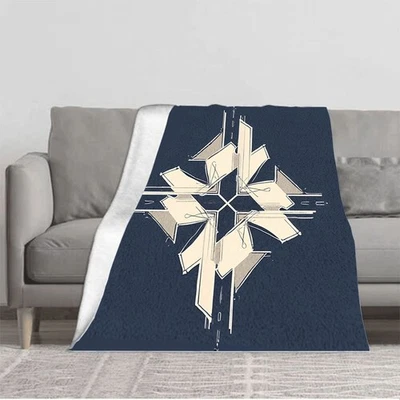 Durable Soft & Warm Flannel Blanket - Modern Abstract Star Pattern in Beige & - Image 1 of 4