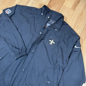 Nike New Orleans Saints Windbreaker Jacket Mens Large Button Zip Lined Crew Neck - Picture 1 of 12