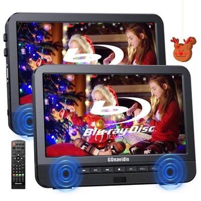 10.1'' Dual Screen Portable Blu Ray Player for Car 1080P HDMI Sync Screen USB SD - Image 1 of 4