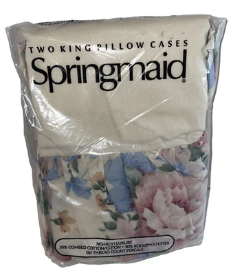 Springmaid Bridal Bouquet II 2 King Pillowcases New In Pkg Vintage - Image 1 of 4