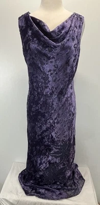 Maxi Vestido De Colección Carole Little Velvet Burnout Talla 12 Púrpura Gótico Vamp Y2K Hecho en EE. UU. Foto 1 de 4