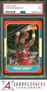 1986 FLEER #7 CHARLES BARKLEY RC 76ERS HOF PSA 7 - Picture 1 of 4
