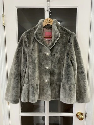 Abrigo de piel sintética Kate Spade - Talla M - Nuevo sin etiquetas - Gris Foto 1 de 4