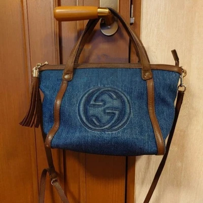 Bolso de hombro bidireccional GUCCI Soho azul marrón sin usar Bolso de mano Bolso de mano Foto 1 de 4
