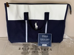 NEW POLO Ralph Lauren Duffle Bag Navy Blue Luggage Gym Canvas Holiday New W/ Tag - Picture 1 of 12
