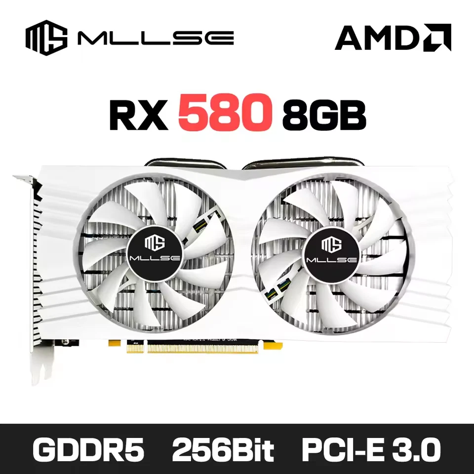 MLLSE AMD Radeon RX 580 8GB 2048SP Graphics Card GDDR5 256-bit PCI Ex-White - Image 1 of 4