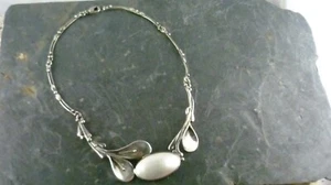 Kette Collier florale Gestaltung stilisierte Blumen 925er Sterling Silber - Picture 1 of 5
