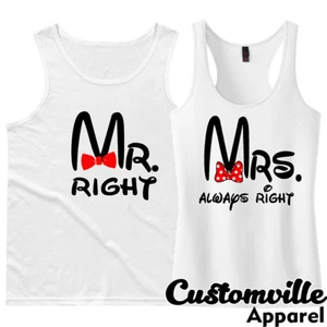 Mr. right, Mrs. siempre right Pareja Camisetas sin mangas a juego. Pareja casada His&Hers - Imagen 1 de 5