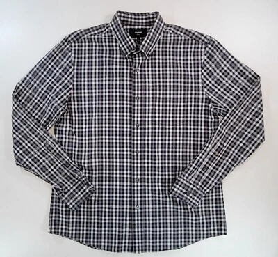 Camisa de vestir grande de algodón a cuadros negra/gris/blanca Jack Spade para hombre usada en excelente estado Foto 1 de 4