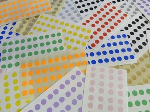 Kleine 6 mm runde kreisförmige farbige Klebeetiketten, gepunktete Aufkleber gemischte Farben - Bild 1 von 9