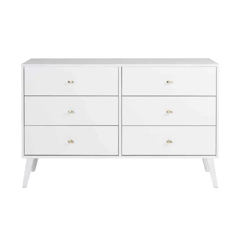 Prepac Dresser 33"X52.25"X16" 6-Drawer Milo Mid Century Modern Composite Pine Cover