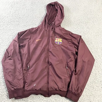 Nike Jacket Mens Medium FC Barcelona Red Wind Runner Hooded Soccer Full Zip Logo - Image 1 of 4