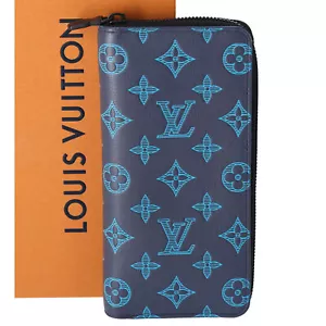 Louis Vuitton lange Geldbörse mit Reißverschluss vertikal Monogramm Schatten M80423 marineblau - Bild 1 von 6