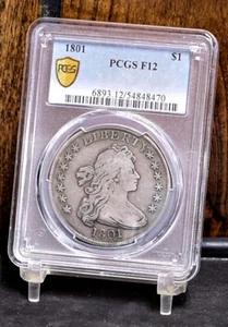 1801 Bust Dollar - PCGS F12 (#59328-L) - Picture 1 of 12