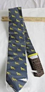 Into Africa Tie Necktie Blue With Gold Lions New - Picture 1 of 5