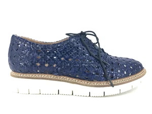 BPRIVATE Sneaker geflochtenes Leder dunkelblau Größe 38 8 NEU Made in Italy - Bild 1 von 13