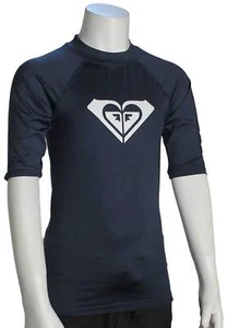 Roxy Girl's Whole Hearted SS Rash Guard - Mood Indigo - New - Picture 1 of 1