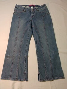 THALIA SODI Stone Embellished Low Rise Flare Jeans Juniors Size 5/6- 32x23 CB-2 - Picture 1 of 12