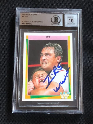 I.R.S. 1995 MERLIN WWF SIGNED AUTOGRAPHED CARD BAS AUTHENTIC GEM MINT 10 - Image 1 of 2