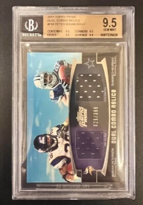 2011 Topps Prime Dual Relic Adrian Peterson Demarco Murray /398 BGS 9.5 Gem Mint - Image 1 of 3