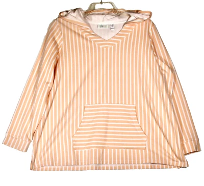 Para Mujer 1X NUEVA Sudadera Ligera con Capucha Melocotón con Rayas Blancas D & Co Active Foto 1 de 4